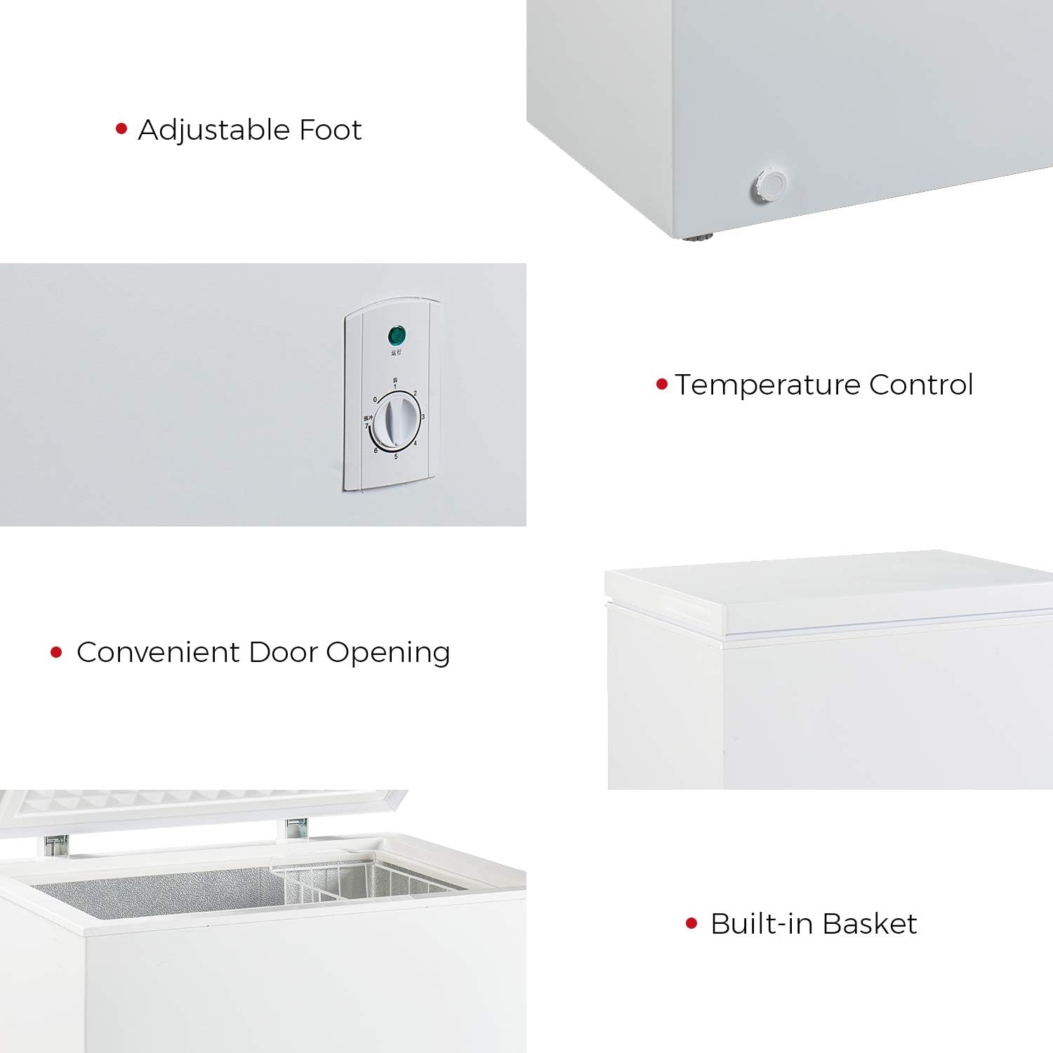 7.0 Cubic Feet Top Chest Freezer with Adjustable Thermostat and Removable Storage Basket B5151