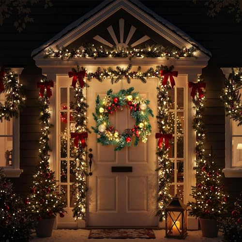 24 Inch Christmas Wreath with Lights L307