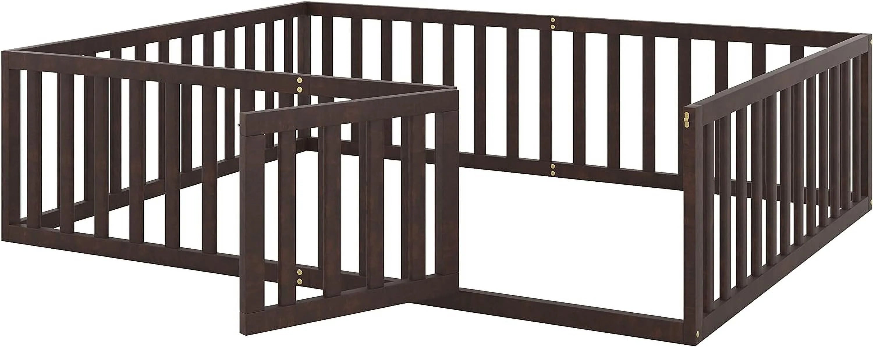 Walnut Wood Queen Floor Bed J7880