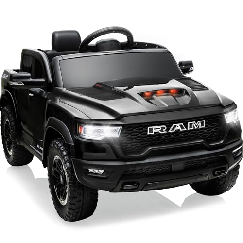 12V Licensed Ram 1500 Ride on Toy with Parent Remote Control (Black) W3402