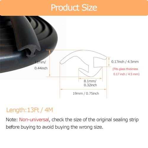 Windshield Gasket, Glass Rubber Seal, 13 Feet F22074