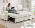81" Chenille Beige Sleeper Sofa Bed with Pull Out Bed B272