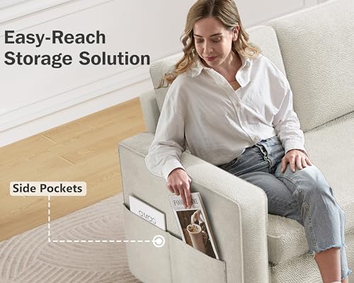 81" Chenille Beige Sleeper Sofa Bed with Pull Out Bed B272