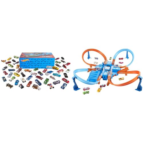 Criss Cross Crash Toy Car Track Set with Motorized Booster D5049