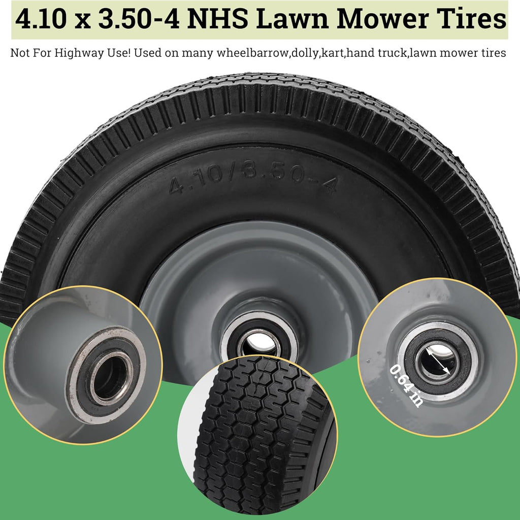 10x3.50-4" Solid Heavy Duty PU Tire and Wheel with 5/8" Axle Bore Hole, 2.2" Offset Hub X2137