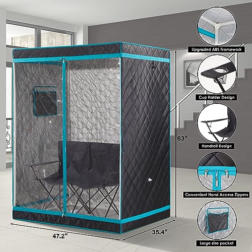 Grey Full Size 2 Person Foldable Sauna Tent V488829