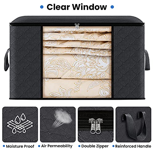 6 Pack Blue Foldable Clothes Storage Bags with Lids and Handle F874778