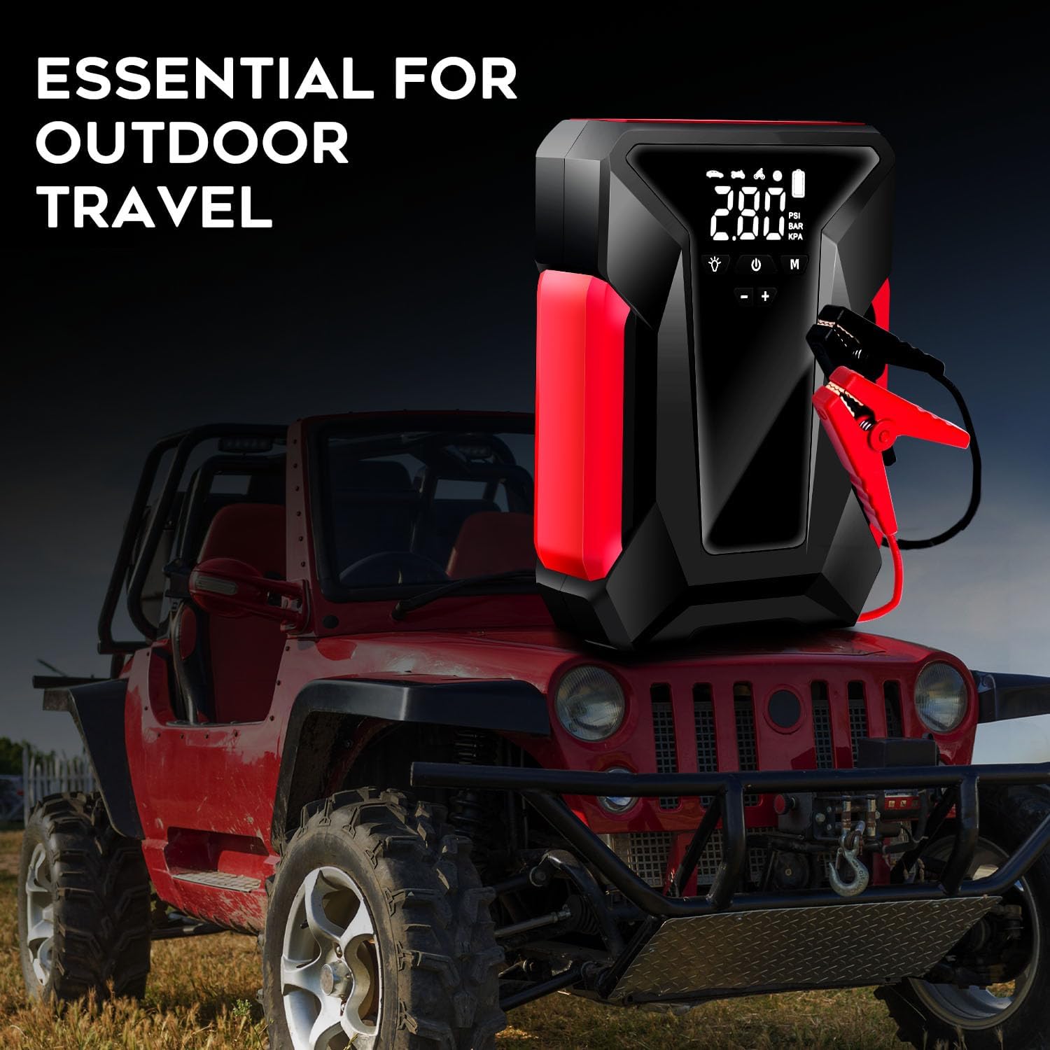 4000A Peak Car Jump Starter with Air Compressor and Emergency LED Light K242248