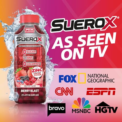 Zero Sugar Electrolyte Drink, 21.3 Fl Oz, Berry Blast, 12 Count W292