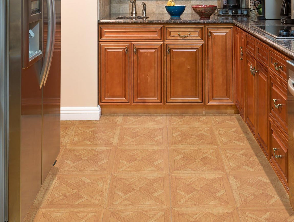 Light Oak Diamond Parquet Pattern 20 Tiles 12" x 12" Self Adhesive Vinyl Floor Tiles G38979