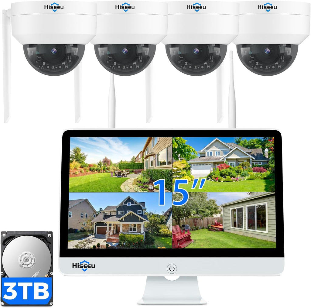 5MP PTZ Dome WiFi Security Cameras System with 15" LCD Monitor 10CH NVR N60061