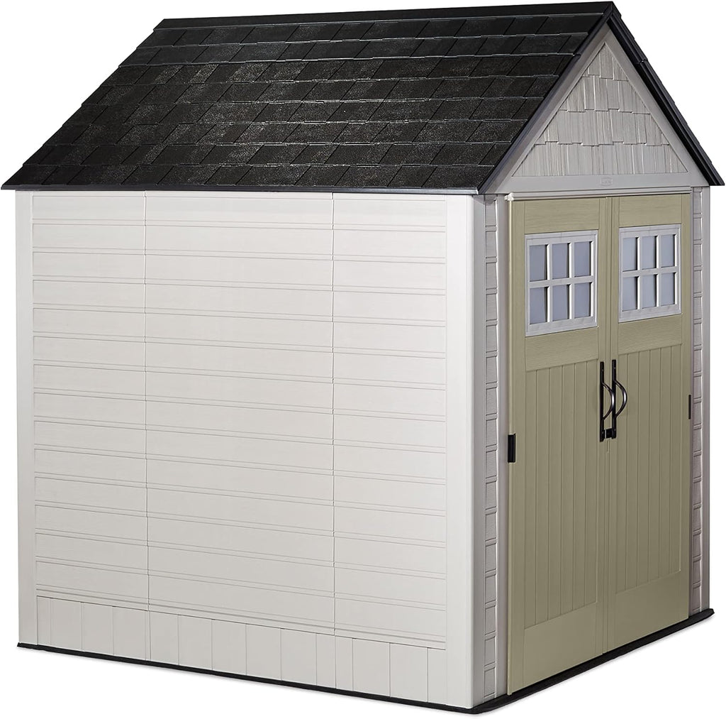 Beige/Brown 7 x 7 Ft Resin Outdoor Storage Shed W38723