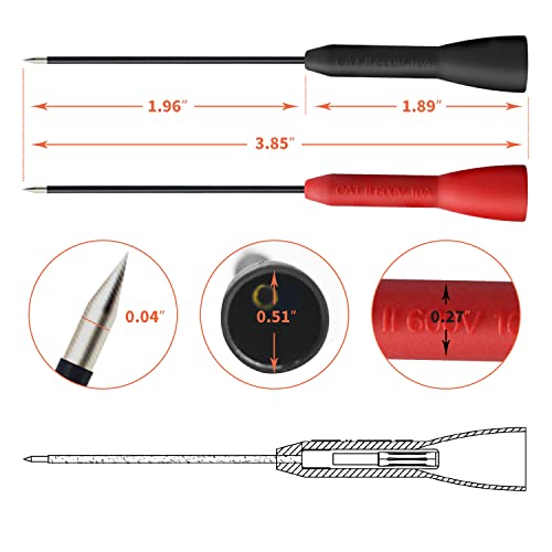 2 Pack 2mm Extended Needle Test Probes, 600V/10A Non-Destructive Multimeter Test Probe H4450