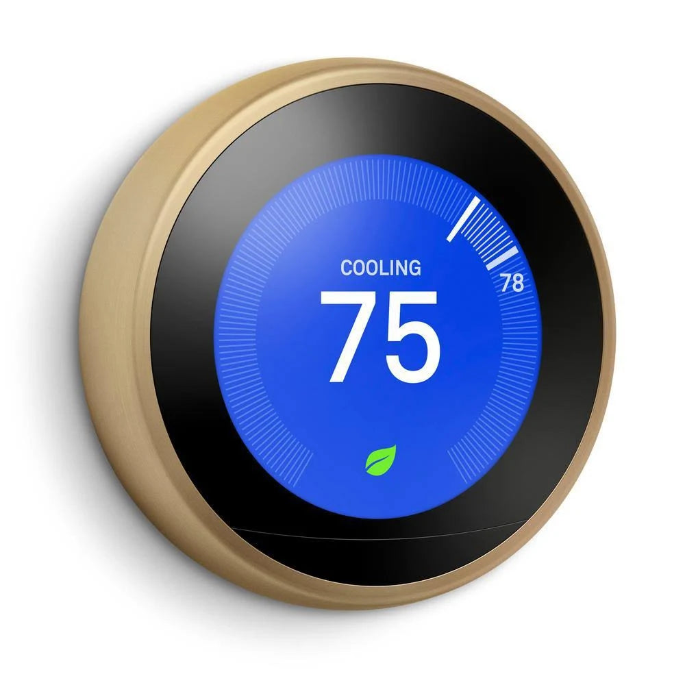 Brass Gold Nest Learning Thermostat and Temperature Sensor C119019