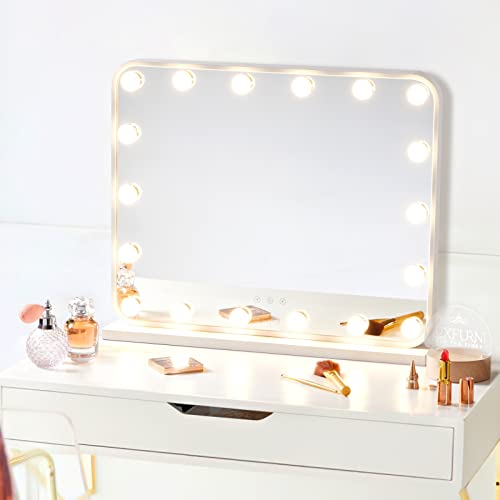 Large Hollywood Vanity Mirror with Lights, 18 LED Bulbs, Wall-Mount/Tabletop (Rose Gold) L1136
