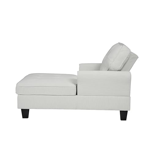 Beige Corduroy Chaise Lounge with Storage X3174