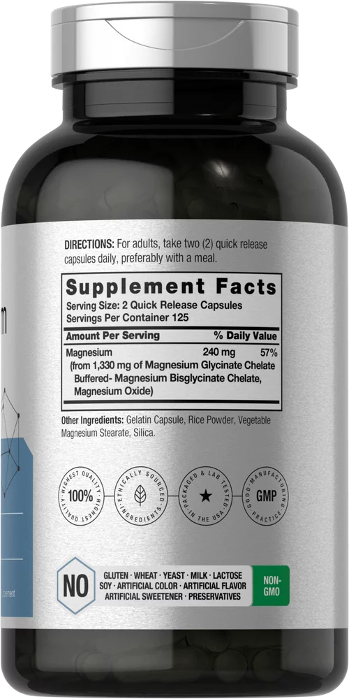 Magnesium Glycinate 1330mg 250 Capsules J5251