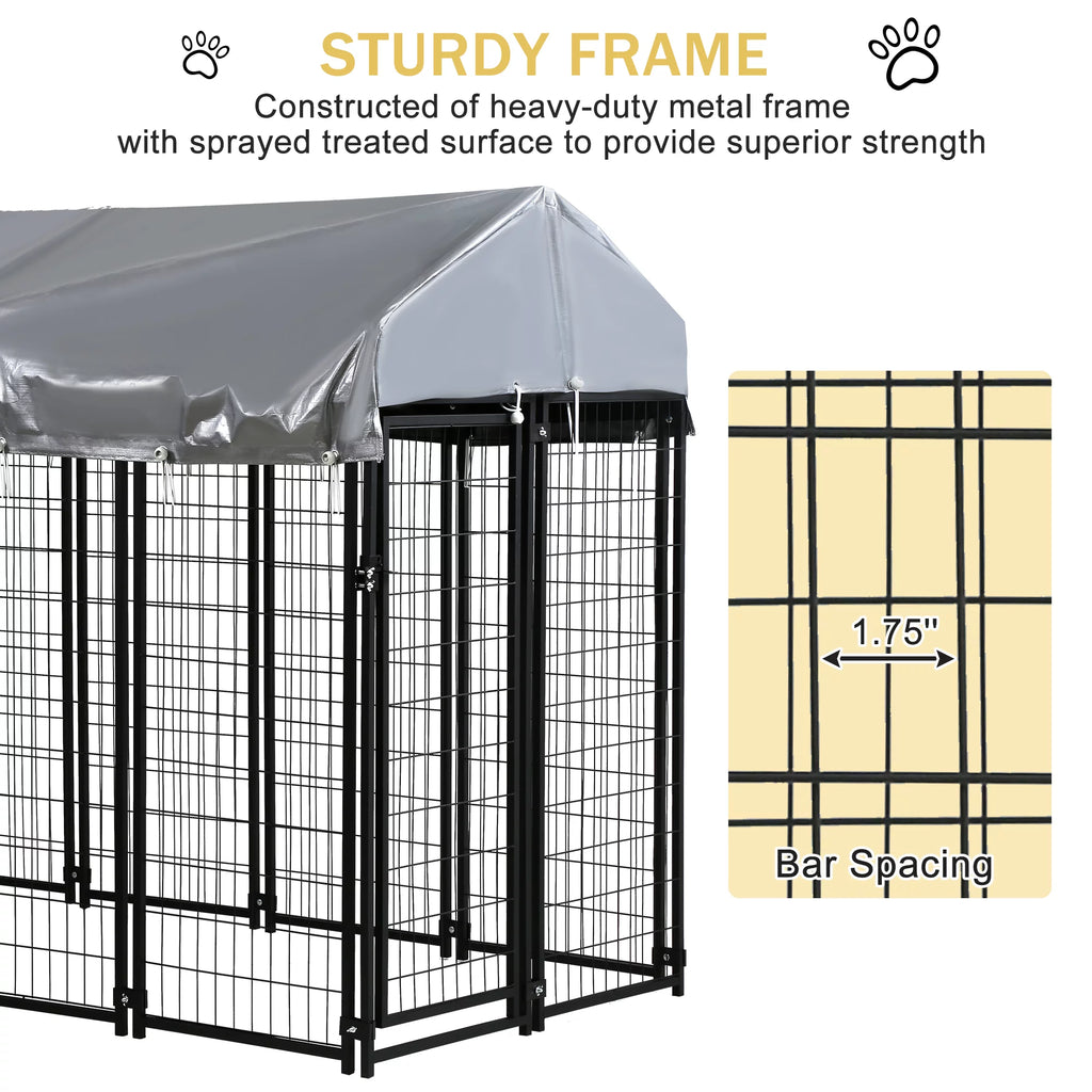Heavy Duty Large Dog Kennel with UV Protection Waterproof Cover and Roof Metal Welded Dog Crate J55055