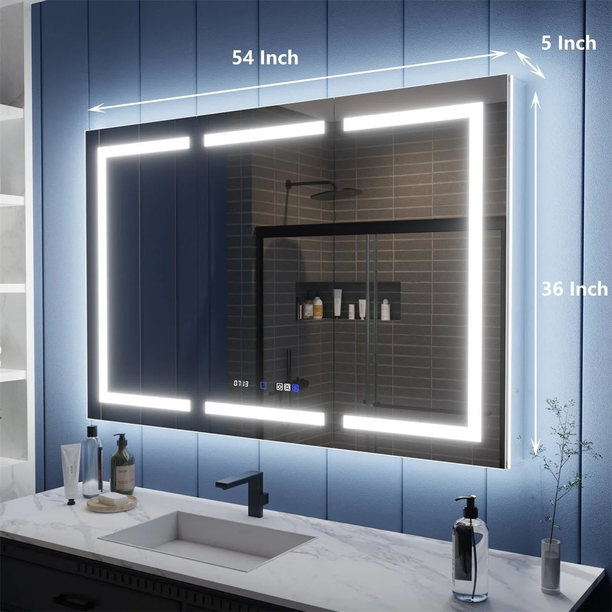 54" x 36" LED Lighted Mirrored Medicine Cabinet O2580
