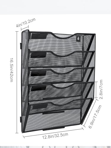 Black 3 Pocket Hanging Wall File Organizer D46502