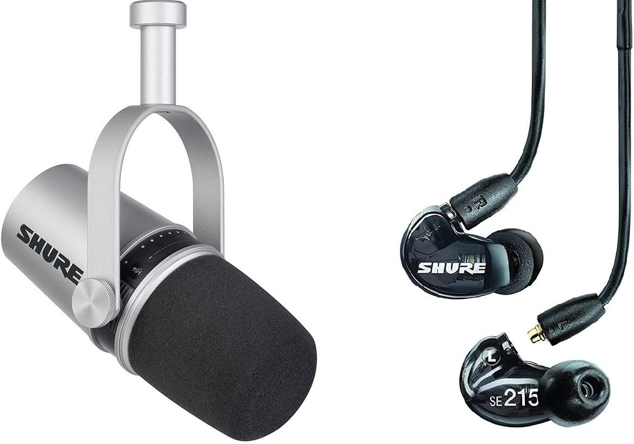 Black Dynamic Microphone and Professional In-Ear Headphones N406199