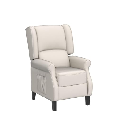 Beige Fabric Wingback Recliner Chair with Heat and Massage O3045