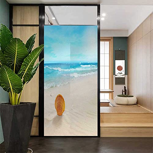 Stained Glass Beach Blue Self-Adhesive Vinyl Window Film, 23.6 in by 78.7 in M162420