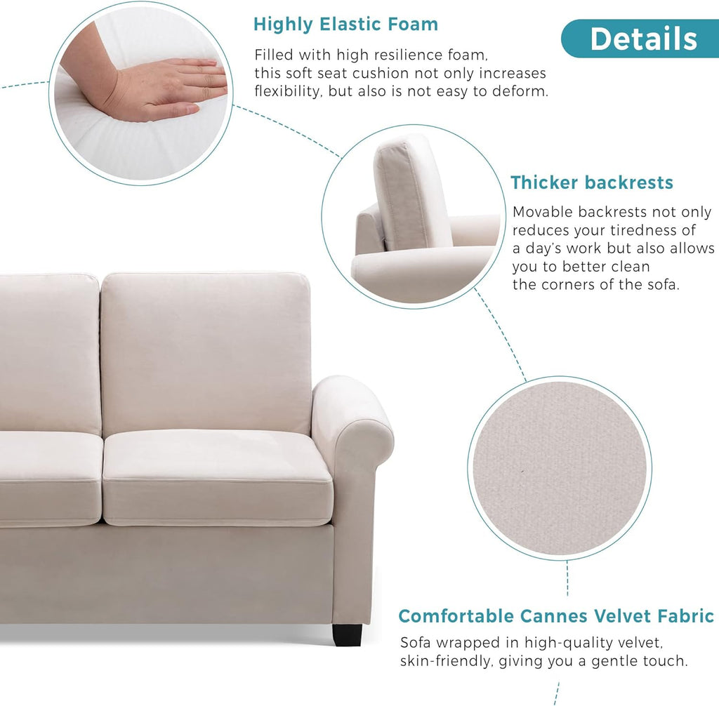 Beige White Pull Out Sofa Bed with Twin Size Mattress Pad W915