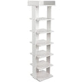 White 7-Tier Narrow Wooden Shoe Rack D11734