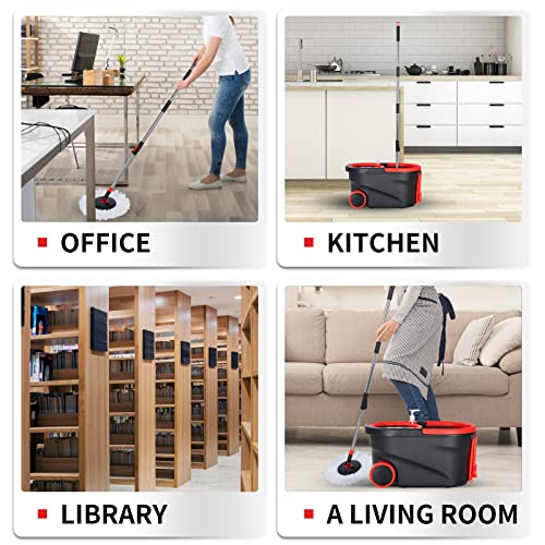 Stainless Steel 61" Spin Mop and Bucket with 3 Microfiber Mop Refills D960