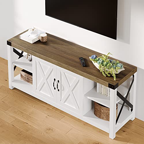 60 Inch Grey Wood TV Stand with Storage and Adjustable Shelves L8756