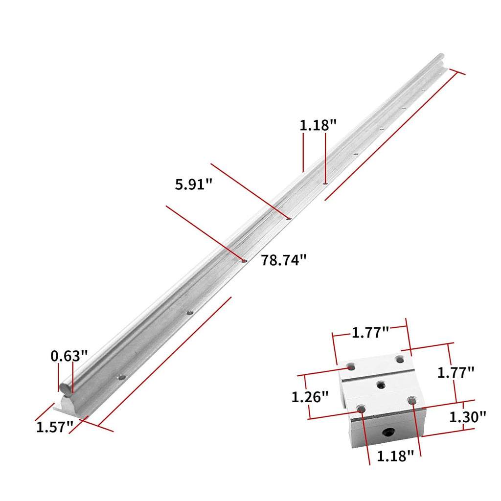 2X SBR16-2000mm Linear Slide Rail and 4X SBR16UU Carriage Bearing Block P396666
