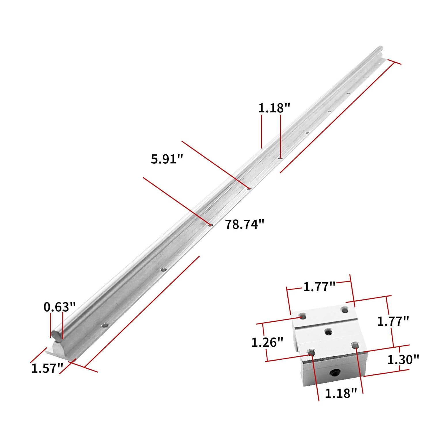 2X SBR16-2000mm Linear Slide Rail and 4X SBR16UU Carriage Bearing Block P396666