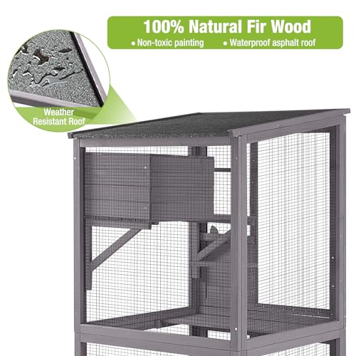 Large Wooden Cat Enclosure on Wheels with Resting Box E7149