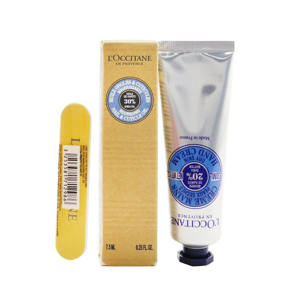 Shea Butter Hand Cream 30ml + Shea Butter Nail & Cuticle Nourishing Oil 7.5ml + Nail File 3pcs L527