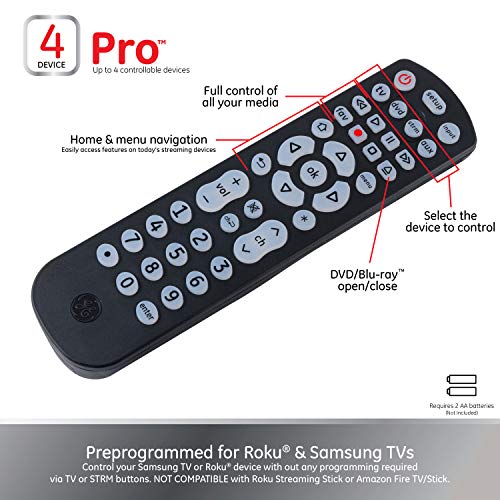 Black 4-Device Universal Remote Control P628910