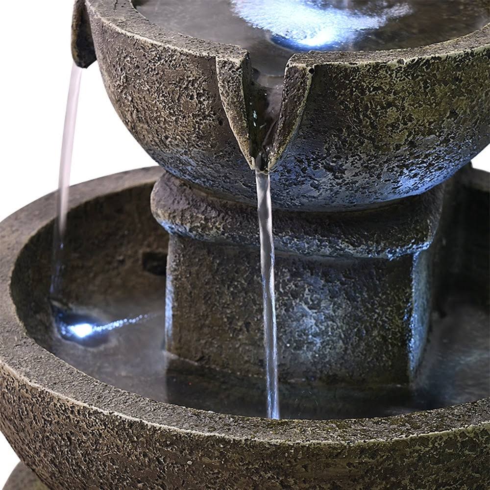 Grey Polyresin Water Fountain with LED Light K100