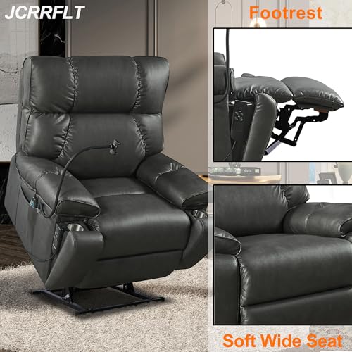 Oversized Leather Power Lift Recliner Chair with Cup Holder E81126