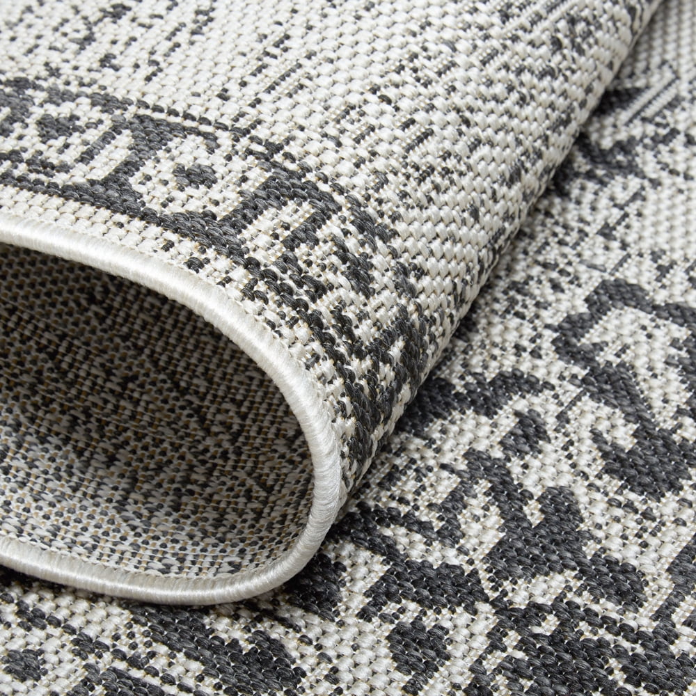 Grey Black 7'9"x10'2" Indoor Outdoor Area Rug I98860