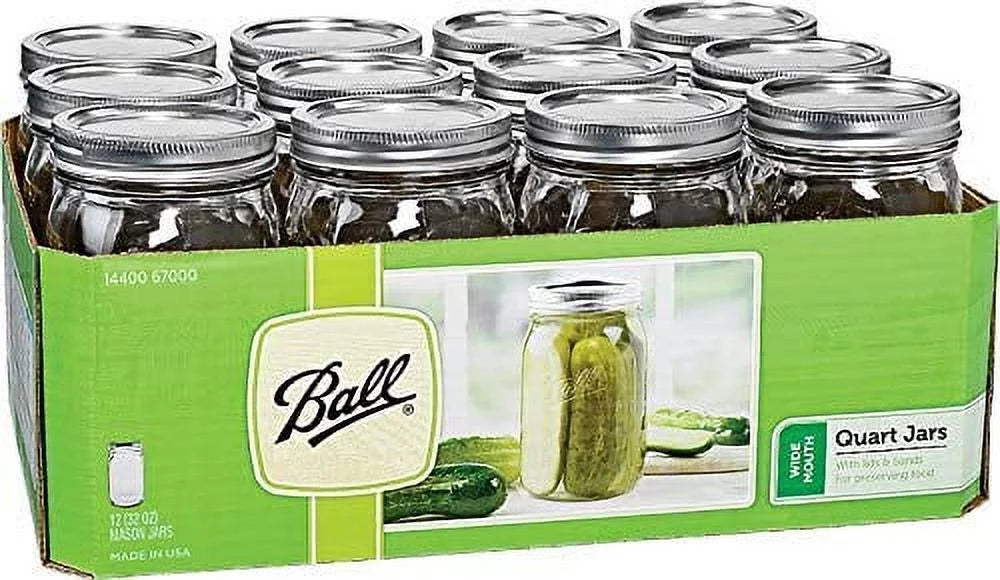 32 oz Wide Mouth Jars with Lids and Bands, Set of 12 N9849