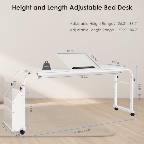 Brown Mobile Bed Desk with Wheels N665