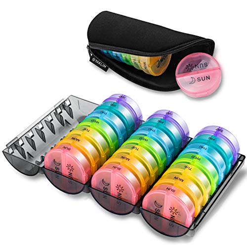 Monthly Pill Organizer 2 Times A Day, XL One Month 28 Day Pill Box AM PM, Daily Pill Case Large 4 Week M5465