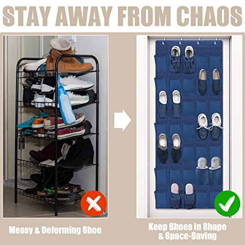 35 Mesh Pockets Blue Hanging Shoe Organizer C72651