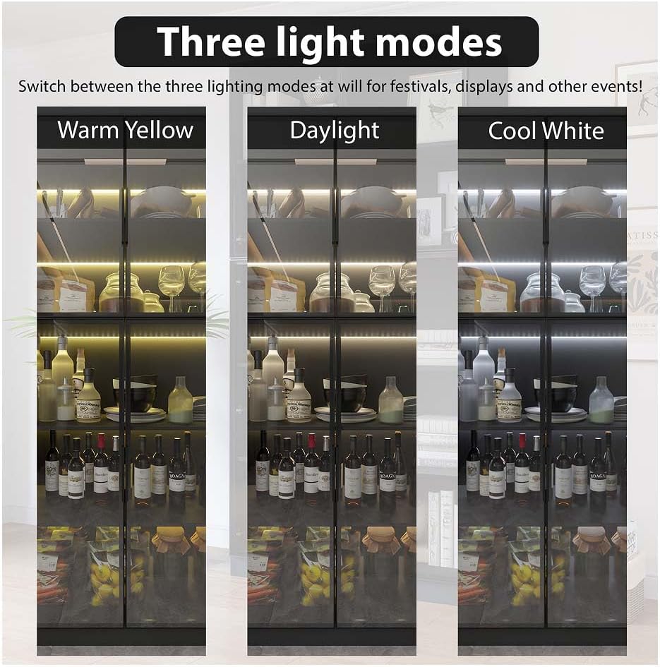 Black Wooden Display Cabinet with Glass Doors S24437