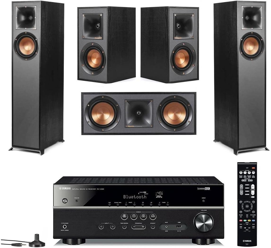 Black 5.0 Home Theater System with Floorstanding Speaker, Center Channel Speaker, Bookshelf Speaker and 5.1-Channel Receiver I529