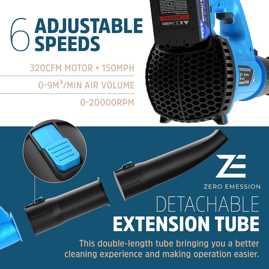 320 CFM 150 MPH Cordless Leaf Blower with 21V 4.0Ah Battery and Charger M9900