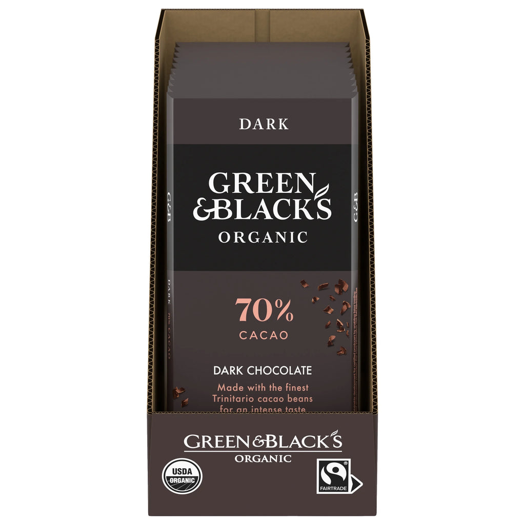 Organic Dark Chocolate Bar, 70% Cacao, 10 - 3.17 oz Bars V49277