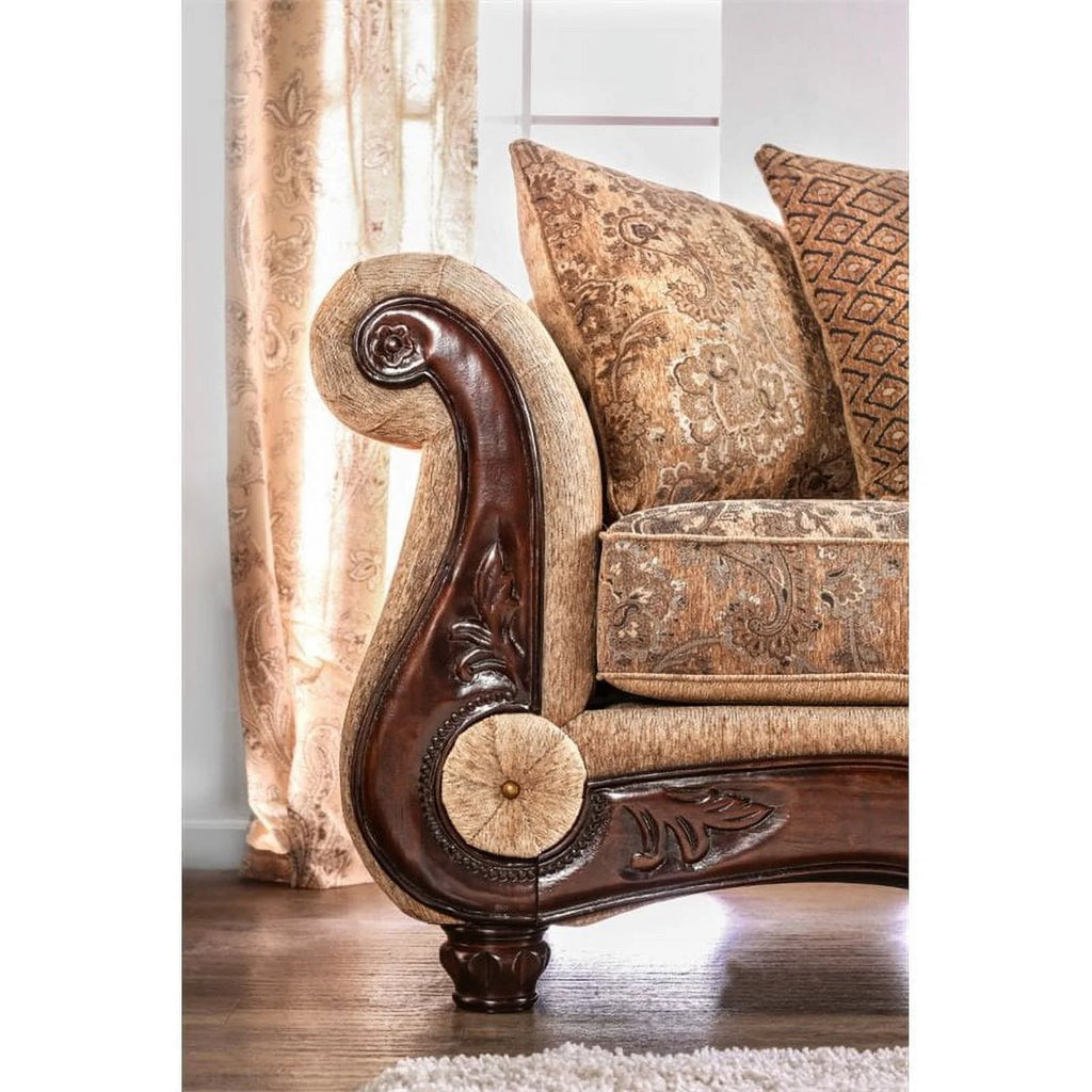 Traditional Chenille Sofa in Gold and Bronze G708097