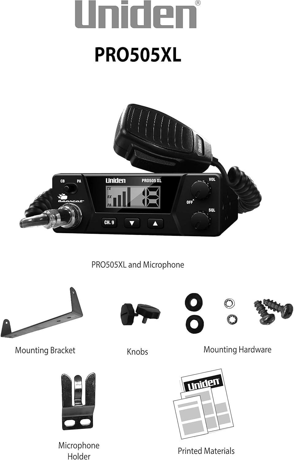 40-Channel CB Radio with 12V 3-Pin Plug Fused Replacement Power Cord F568