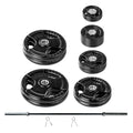 Rubber Coated Olympic Weight Set with Bar and Spring Clips B581061